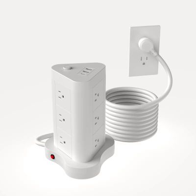 5ft Tower-Shaped Flat 45 Plug with USB/USB-C Ports, 12 AC sockets Power Strip, Surge Protection Strip with 2 USB and 1 US