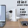 5ft Tower-Shaped Flat 45 Plug with USB/USB-C Ports, 12 AC sockets Power Strip, Surge Protection Strip with 2 USB and 1 US view 2