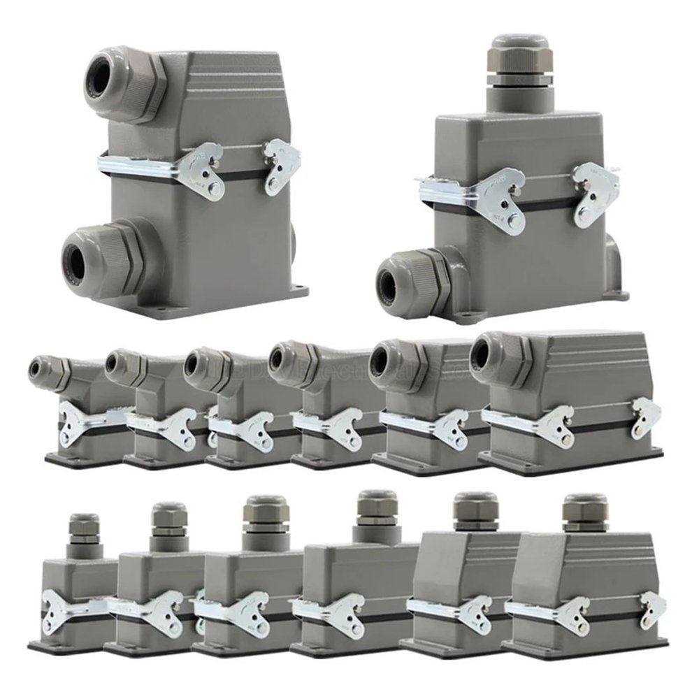 CTGFBUW HDC-HE-024 Rectangular Heavy Duty Connectors 4 6 8 10 16 20 24 32 48 Core 16A Waterproof Aviation Plug Top Side Line Connector(Ivory)