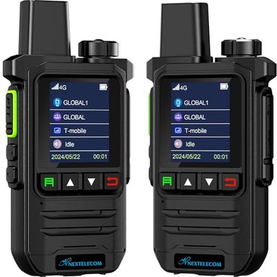 NEXTELECOM NK6 4G LTE Walkie Talkie, Global Unlimited Range Two Way Radio with SIM Card, Noise Cancelling AES256 Flashlight PTT Radio for Trucking, Construction, Security, Outdoor