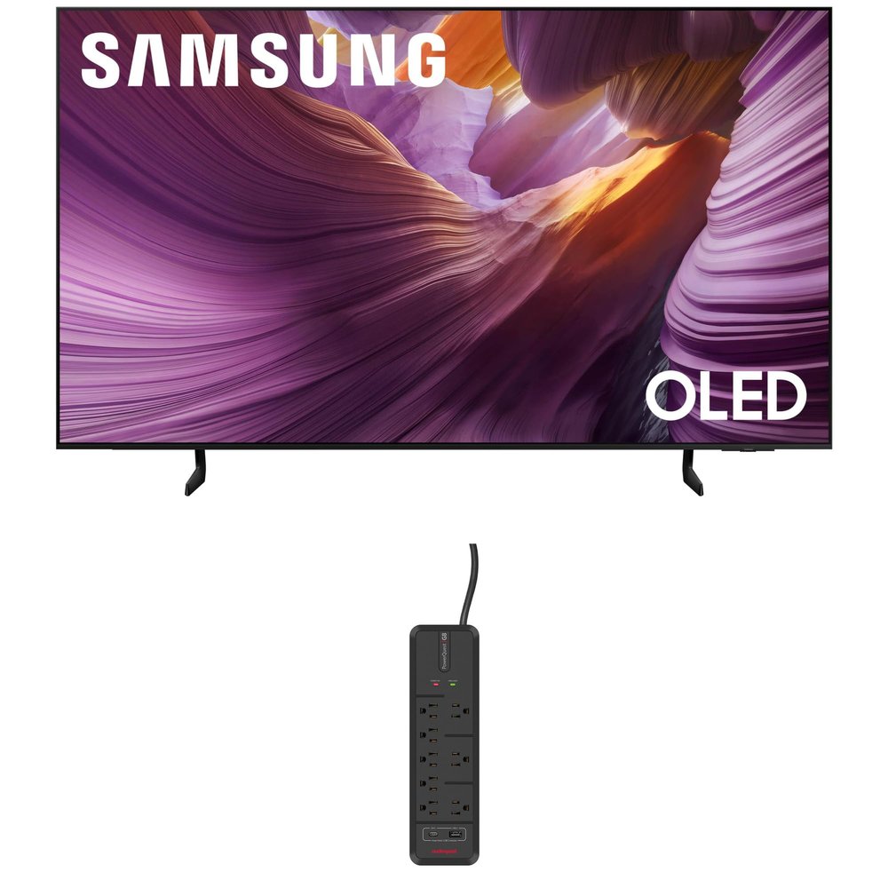 Samsung QN65S85FAFXZA 65 Inch OLED HDR 4K Smart TV with an AudioQuest G8 8-Outlet USB-A/USB-C AC Power Surge Protector (2025)
