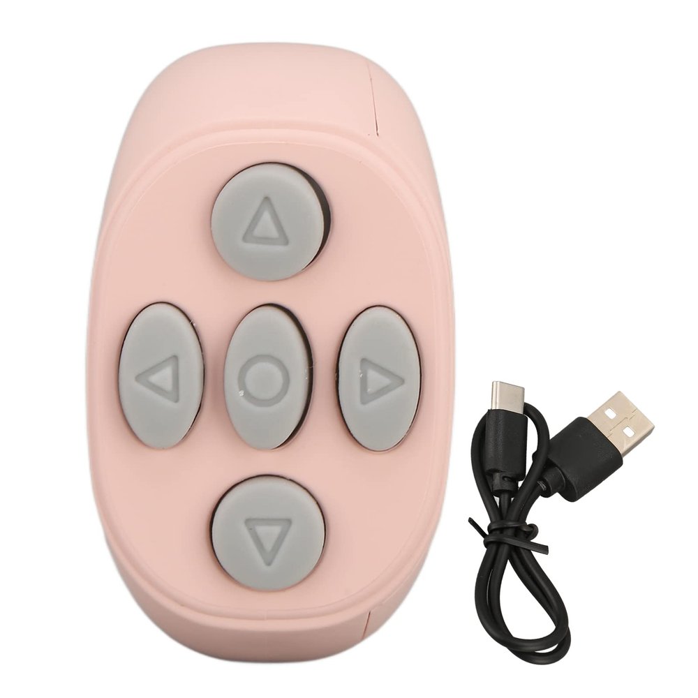 ZAICOLER Remote Control, Multi Function Wireless Phone Selfie Shutter with Page up Down Left Right Volume Control for Android 8.0 and Above TikTok Video Recording (Pink)