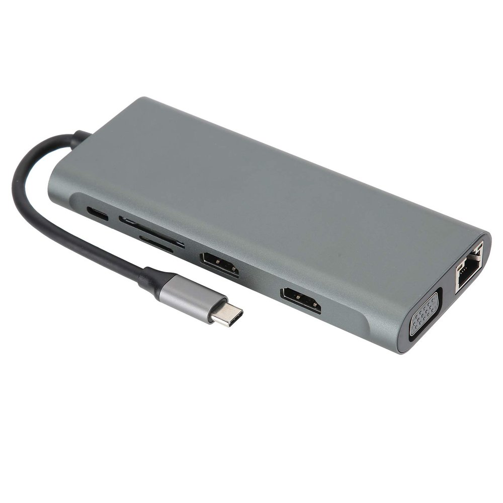 12 in 1 Docking Station, Type C USB C Hub, Aluminum y A with 4K RJ45 PD Charging, 12 Ports USB 3.0 2.0 Card Reader for Laptop Pro Air, Triple