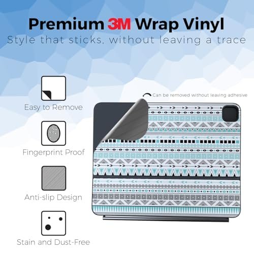Keyboard Skin Compatible with Apple Magic Keyboard for iPad Pro 13" (M5) 2025 - Turquoise Tribal - Premium 3M Vinyl Protective Wrap Decal Cover - Easy to Apply | Crafted in The USA by MightySkins