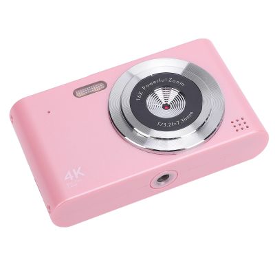 Brrnoo Digital Camera, Kids Digital Camera with Flash 16x Zoom 4K 48MP 2.4 Inch IPS Screen Anti Shake Video Recording Compact 4K (Rosy)