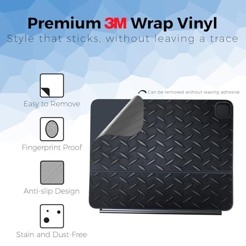 Keyboard Skin Compatible with Apple Magic Keyboard for iPad Pro 13" (M5) 2025 - Black Diamond Plate - Premium 3M Vinyl Protective Wrap Decal Cover - Easy to Apply | Crafted in The USA by MightySkins