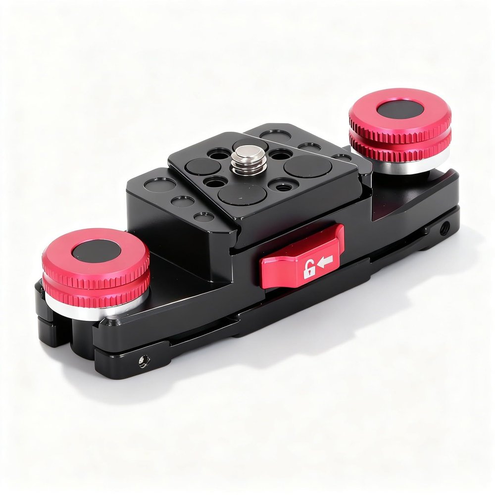 Juqrelith Camera Waist Belt Clip V Plate Mount with 1/4 Inch Screw, Anti Shake Quick Release Fast Switch - Stable Locking, Easy Assembly, Ideal for Mirrorless and Action Cameras