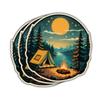 3 Pcs Night Camping Sticker  Vintage Tent and Campfire Scene Under Moon Vinyl Decal Waterproof for Laptop, Water Bottle, Cooler, Notebook, Car  Gift for Hikers, Campers, Nature Lovers (S1, 2 inch) view 1