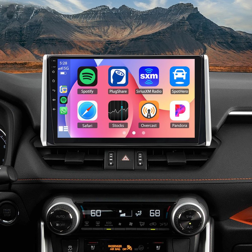 10.1'' 2+64G Car Stereo for Toyota RAV4 2018 2019 2020 with CarPlay Android Auto, Touchscreen Car Radio Player with GPS Bluetooth WiFi FM SWC Mirror Link + Backup Camera Mic 