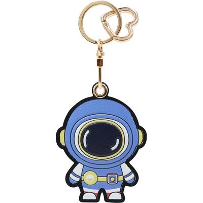 MC Fashion PU Leather Keychain Holder Case Compatible with AirTag, Creative Astronaut GPS Tracker Case Charm Key Ring (Blue)