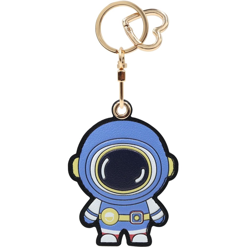 MC Fashion PU Leather Keychain Holder Case Compatible with AirTag, Creative Astronaut GPS Tracker Case Charm Key Ring (Blue)