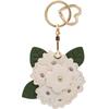 MC Fashion PU Leather Keychain Holder Compatible with AirTag, Hydrangea Floral Key Ring Charm Tracker Case (White) view 1