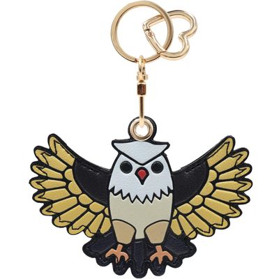 MC Fashion PU Leather Keychain Holder Case Compatible with AirTag, Creative Eagle GPS Tracker Case Charm Key Ring (Yellow)