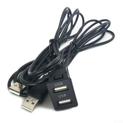 100CM Car USB Extension Cable with Dual USB Port Panel for Dashboard Flush Installation, Compatible with Car Stereo Systems and Marine Applications
