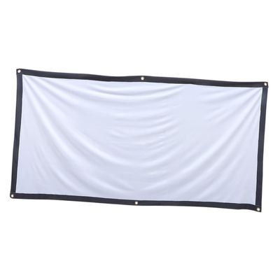 OSOLADY Anti-Crease Projector Screen with Hooks and Rope Foldable Polyester Indoor Outdoor Camping Screen with Black Border for Home Theater and Portable Use