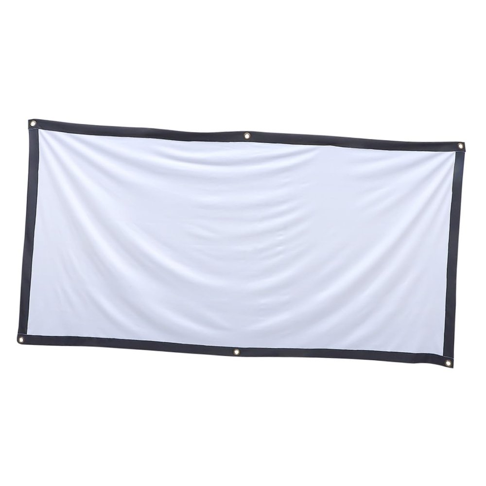 OSOLADY Anti-Crease Projector Screen with Hooks and Rope Foldable Polyester Indoor Outdoor Camping Screen with Black Border for Home Theater and Portable Use
