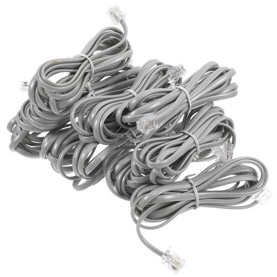 Kisangel 10pcs PC Phone Extension Cables Silver Gray with Pure Copper Wires PVC Construction Compatibility for Office Hotel Fax Answering Machine