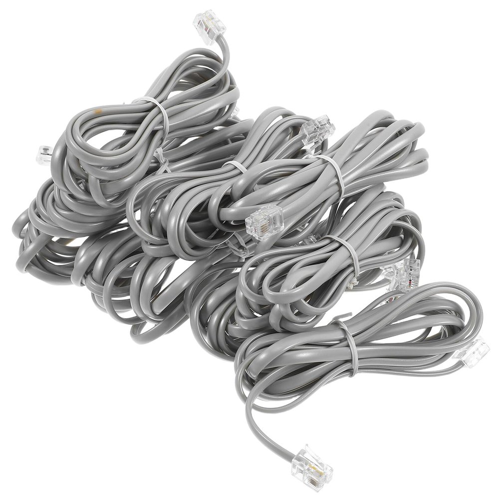 Kisangel 10pcs PC Phone Extension Cables Silver Gray with Pure Copper Wires PVC Construction Compatibility for Office Hotel Fax Answering Machine