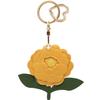 MC Fashion PU Leather Keychain Holder Case Compatible with AirTag, Peony Flower GPS Tracker Case Charm Key Ring (Yellow) view 1