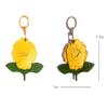 MC Fashion PU Leather Keychain Holder Case Compatible with AirTag, Peony Flower GPS Tracker Case Charm Key Ring (Yellow) view 3