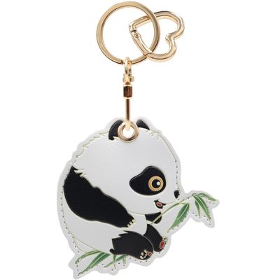 MC Fashion PU Leather Keychain Holder Case Compatible with AirTag, Cute Cartoon Panda GPS Tracker Case Charm Key Ring (Panda#1)