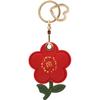 MC Fashion PU Leather Keychain Holder Compatible with AirTag, Cute Sunflower GPS Tracker Case Charm Key Ring (Flower/Red) view 1