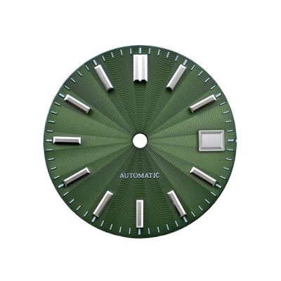 28.5mm Sunburst Dial Refraction No Lume For NH35 NH36 Movement Watch Accessories Classic 3 O'clock Date/no Date(Olive green,No date no logo)