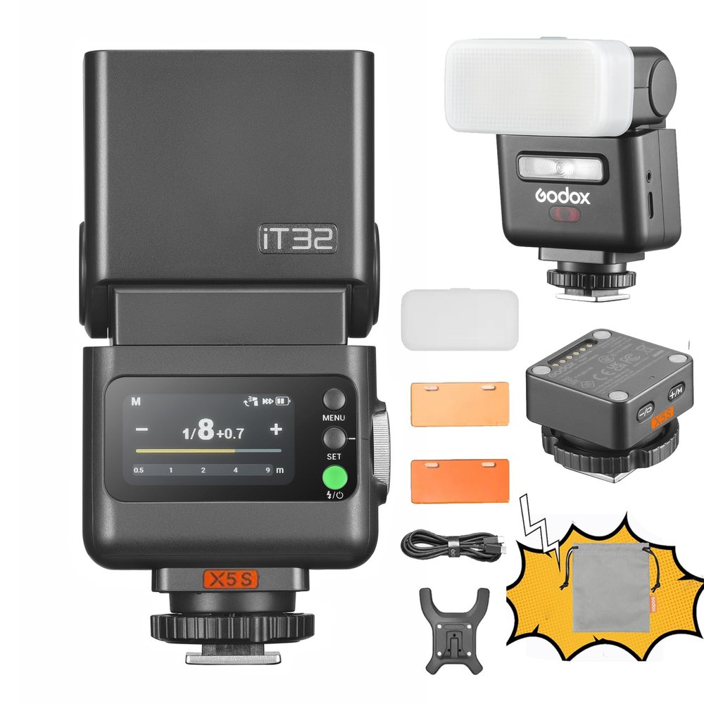 GODOX IT32 TTL Camera Flash with X5 Wireless Flash Trigger,Compatible with X3,X3Pro,XPro,XProII,X2T,2.4GHz Receiver,with Reflector and Diffuser(for Sony)