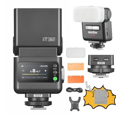 GODOX IT32 TTL Camera Flash with X5 Wireless Flash Trigger,Compatible with X3,X3Pro,XPro,XProII,X2T,2.4GHz Receiver,with Reflector and Diffuser(for Fuji)