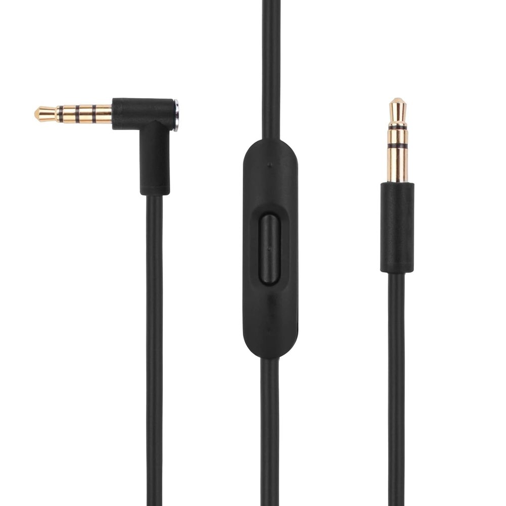 Replacement Solo 4 Audio Cable Cord Compatible with Beats Headphone Solo/Studio/Pro/Detox/Wireless/Mixr/Executive/Pill HD Sound Quality, with Inline Mic and Volume ControlDual 3.5mm Plugs (Black)