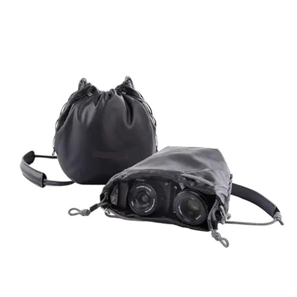 Compatible for Mirrorless Camera Drawstring Bag, Compact SLR Storage Shoulder Bag Case(Black)