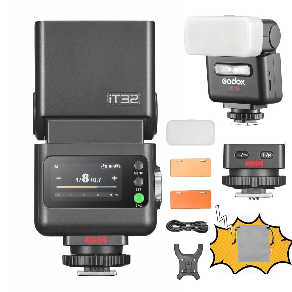 GODOX IT32 TTL Camera Flash with X5 Wireless Flash Trigger Compatible with X3,X3Pro,XPro,XProII,X2T,2.4GHz Receiver,with Reflector and Diffuser(for Canon)