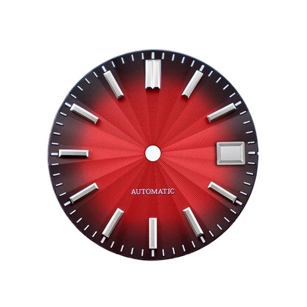 28.5mm Sunburst Dial Refraction No Lume For NH35 NH36 Movement Watch Accessories Classic 3 O'clock Date/no Date(Gradient red,No date no logo)