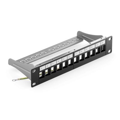 1U rack-mount patch panel, 12-port shielded computer room type panel with rear cable management rack(Sliver)