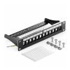 1U rack-mount patch panel, 12-port shielded computer room type panel with rear cable management rack(Sliver) view 2