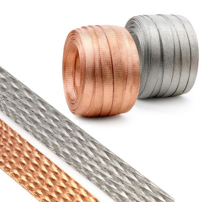 Dense Copper Braided Shielding Sleeve, Flexible Tinned Copper Mesh Tube, Safety Sheath for EMI Protection, Grounding, Heat Dissipation & Cable Management, 228mm, 25FT/50FT/100FT(25ft,18mm)