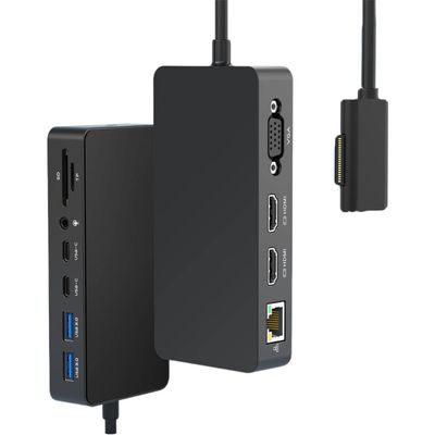 Docking Station Microsoft - 1 Year Warranty - 12-in-1 Triple Displays Dual 4K HDMI+VGA Dock, Docks for Pro 11/10/9/8/X/7/6,Laptop 7/6/5/4/3,Book