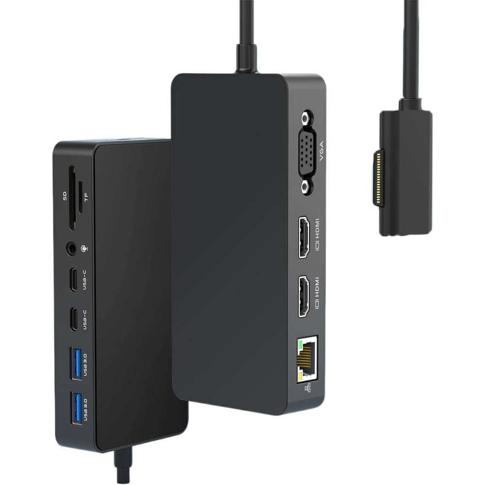 Docking Station Microsoft - 1 Year Warranty - 12-in-1 Triple Displays Dual 4K HDMI+VGA Dock, Docks for Pro 11/10/9/8/X/7/6,Laptop 7/6/5/4/3,Book