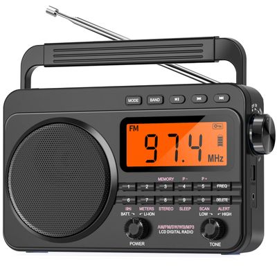 NOAA Weather Alert Radio,Digital AM FM Shortwave Radio with Best Reception,4000mAh Rechargeable Portable AM FM,Support SD Card