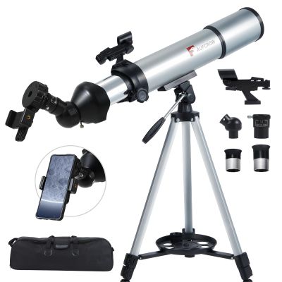 AuFCrow Telescope for Kids & Adults 80mm Refractor Telescope with 600mm Focal Length, Tripod, Barlow Lens & Phone Adapter High Powered Astronomical Telescopes for Beginners, Telescopio para Adultos