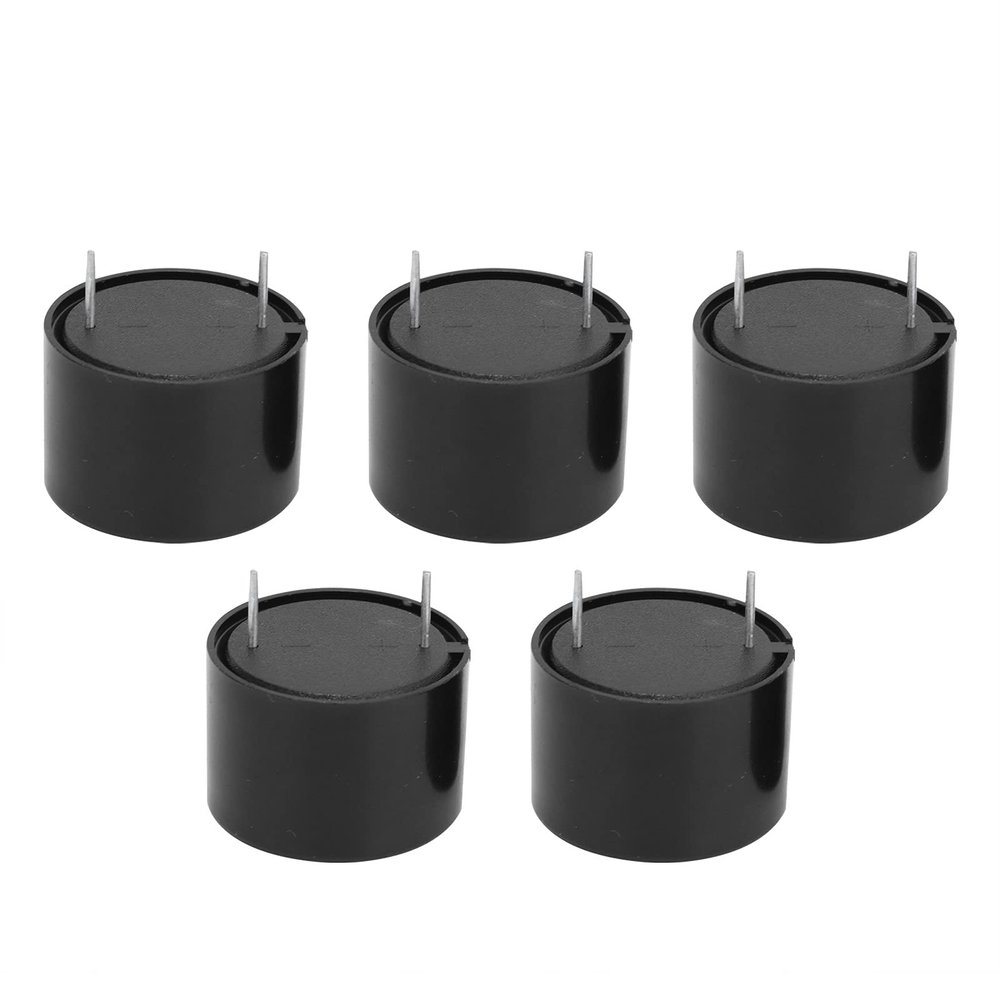Active Piezo Electronic Buzzer Alarm 5Pcs Loud Continuous Sound Beeper for Signal Alarm HS2316 DC 3 24V PBT Material 25.5mm Diameter