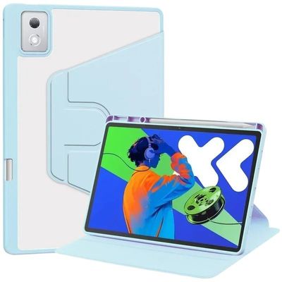 360 Rotating Acrylic Stand Smart Cover Suitable for Lenovo Xiaoxin Pad Pro 12.7inch TB-375FU 2025 Hard Clear Back Shell Case(Sky Blue)