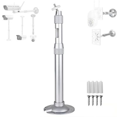 FINXRoll 11.81"-23.62" Silver Telescopic Security Camera Mount, Multi-Angle Wall/Ceiling Bracket for Arlo/Amcrest/Wansview