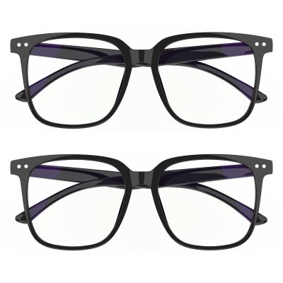 DTIUGUTAE Oversized Square Blue Light Blocking Glasses for Women and Men - Gaming & Computer Anti-Fatigue (Black/2 packs)