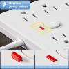 Surge Protector Power Strip 10 FT Flat Plug, 1875W/10A, 13 Multiple AC Outlets with 3 USB-A 3 USB C, One Touch Switch Button,Perfect for Home, Office, or Travel Use. White view 4