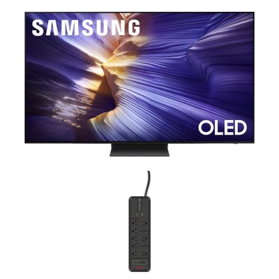 Samsung 48-Inch Class OLED S90F 4K Smart TV NQ4 AI Gen3 Processor, 4K AI Upscaling Pro, OLED HDR + Bundle with an AudioQuest G8 8-Outlet USB-A/USB-C AC Power Surge Protector (2025)