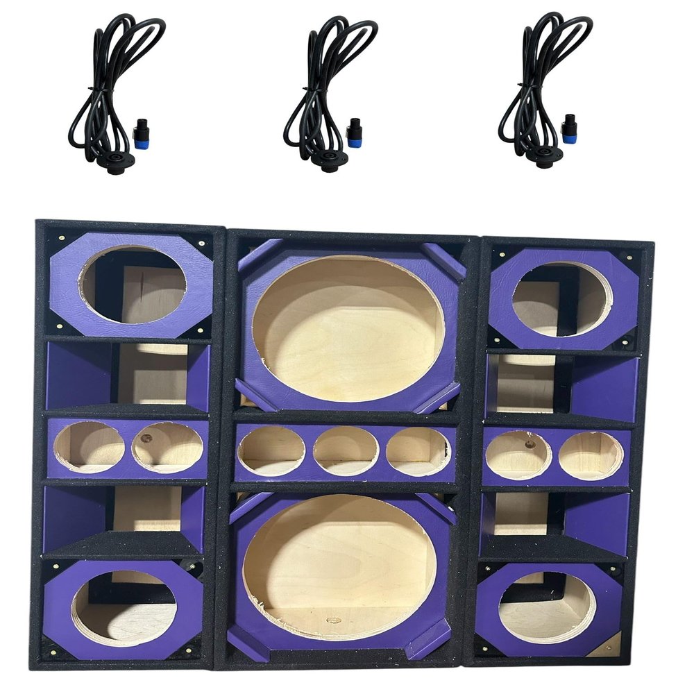 12" Brazilian Style Chuchera Speaker Box for Two 12" Speakers & Three 4" Tweeters Vented Enclosure for Car and Two 8'' LA Driver Box