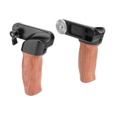 Compatible for Camera Shoulder Mount Video Cages - Wooden Camera Handle Grips with Thread Screw Connection(A Pair)