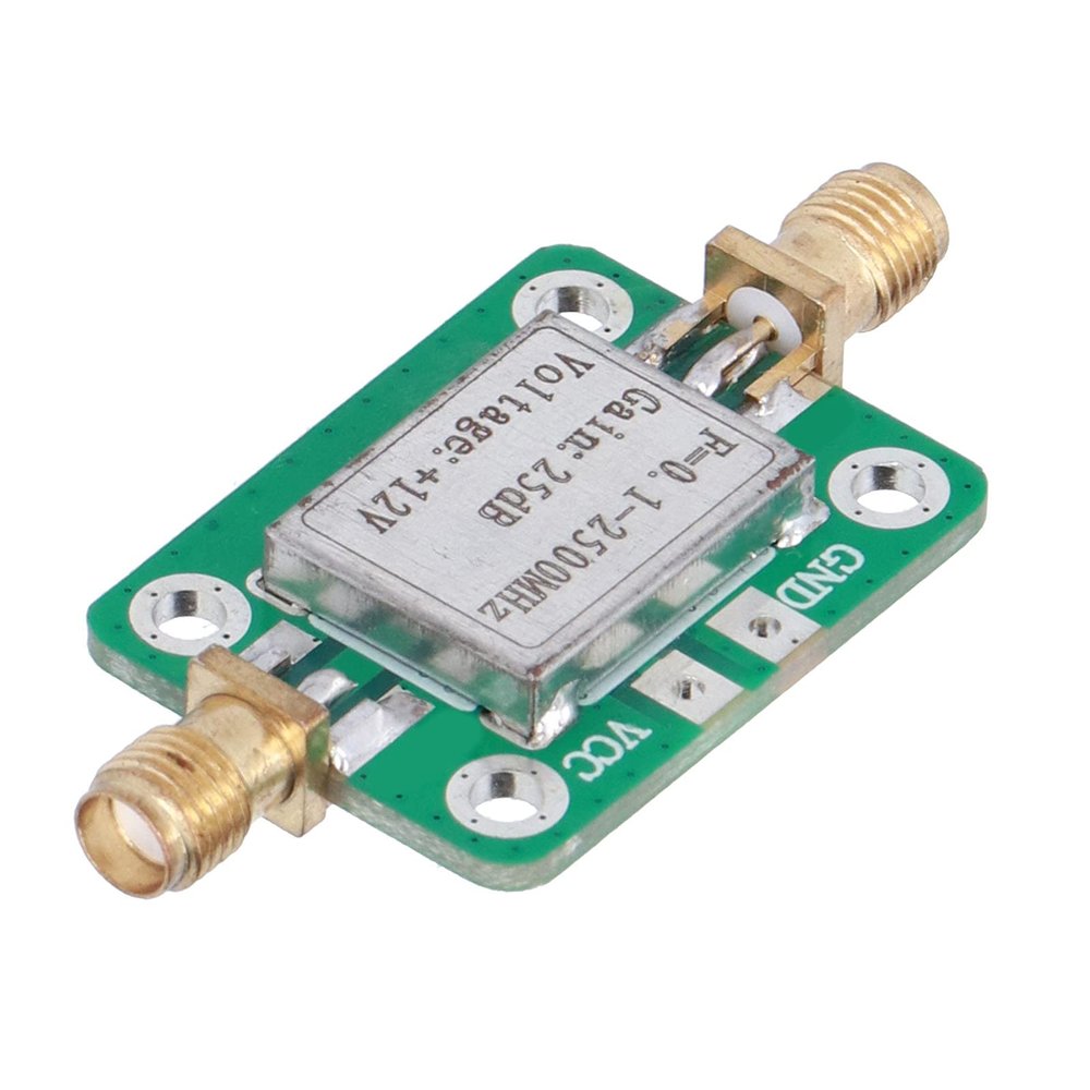 RF WideBand Amplifier 25dB High Gain Low Noise 0.1 2500MHz SMA K Female LNA Amplifier for Wireless Communication Base Stations and RF Receivers PCB 25x33mm