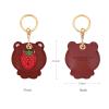 MC Fashion PU Leather Keychain Holder Case for AirTag, Cute Fruit-themed Animal Bag Charm Tracker Holder (Strawberry+Bear) view 2